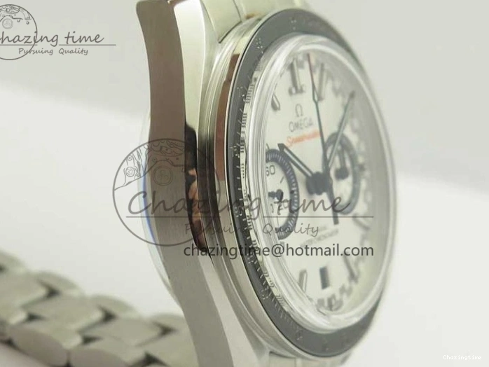 0217 UrbanChic Speedmaster Moonwatch OMF 1:1 Best Edition White Dial Black Hand on SS Bracelet A 8045